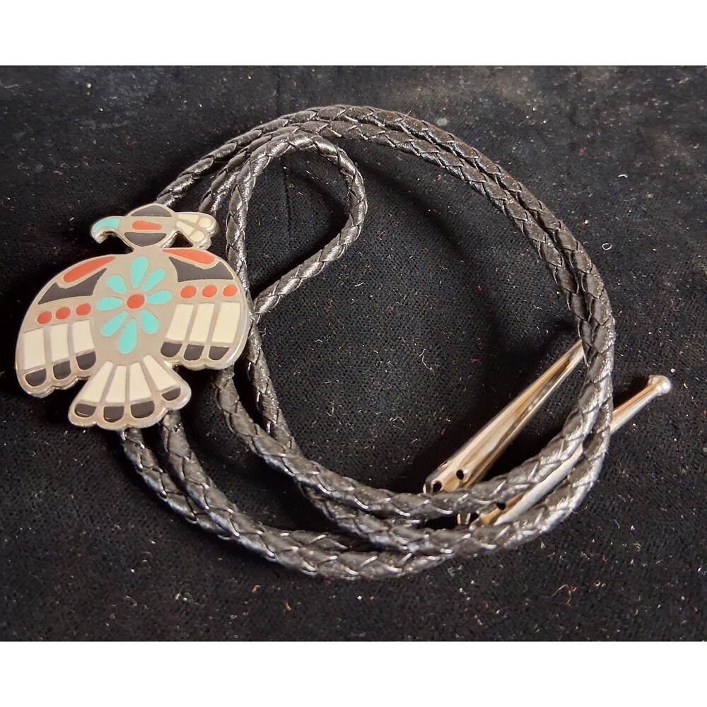 Bolo Tie Thunderbird Inlays Of Mosaic 18 inch